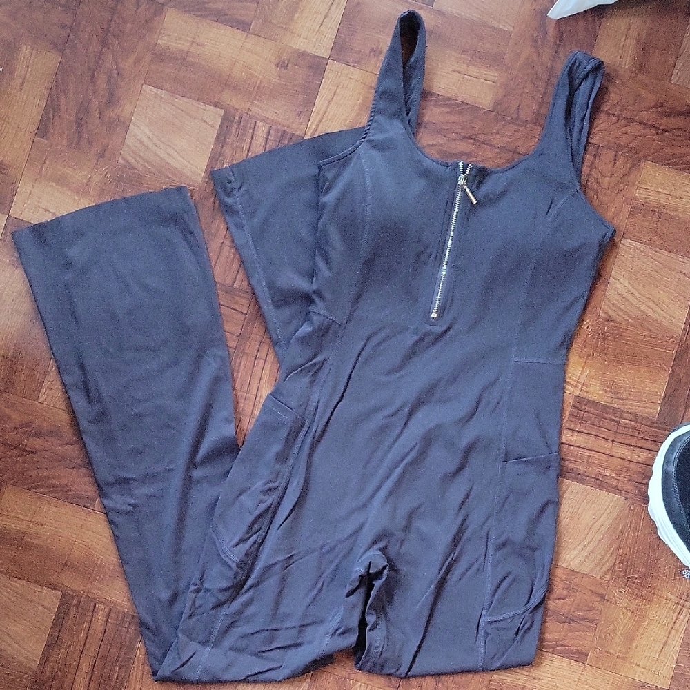 Dark Gray Sleeveless Jumpsuit with Zipper